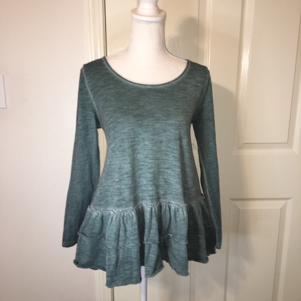 Anthropologie Easel Tiered Ruffle Hem Top